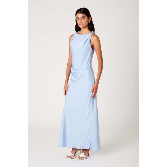 NIA Meyer Dress Maxi Satin Dress Blue Cocktail Summer Vacation Dress size S NWT - Picture 1 of 7